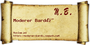 Moderer Bardó névjegykártya